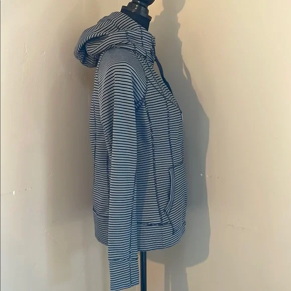 Athleta Striped Blue Full Zip Hoodie, Size Large - Picture 2 of 8